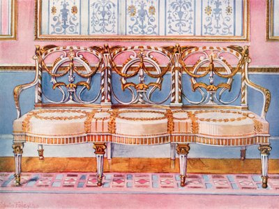 White Gilt and Painted Settee--Pergolesi Influence by Edwin John Foley